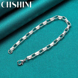 925 Silver 5mm Box Lattice Chain Bracelet Wedding Party Charm