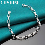 925 Silver 5mm Box Lattice Chain Bracelet Wedding Party Charm