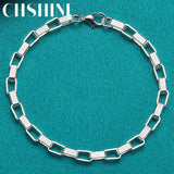 925 Silver 5mm Box Lattice Chain Bracelet Wedding Party Charm