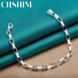 925 Silver 5mm Box Lattice Chain Bracelet Wedding Party Charm