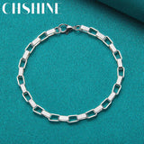 925 Silver 5mm Box Lattice Chain Bracelet Wedding Party Charm