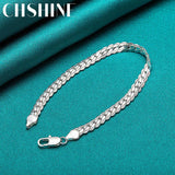 925 Silver 6mm Chain Bracelet Wedding Engagement Charm Jewelry