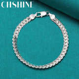 925 Silver 6mm Chain Bracelet Wedding Engagement Charm Jewelry