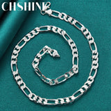 925 Silver 8MM Side Chain Necklace 24 Inch Men Women Wedding Jewelry