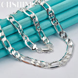 925 Silver 8MM Side Chain Necklace 24 Inch Men Women Wedding Jewelry