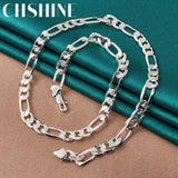 925 Silver 8MM Side Chain Necklace 24 Inch Men Women Wedding Jewelry