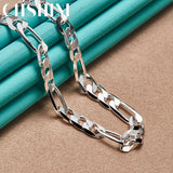 925 Silver 8MM Side Chain Necklace 24 Inch Men Women Wedding Jewelry