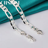 925 Silver 8MM Side Chain Necklace 24 Inch Men Women Wedding Jewelry