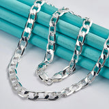925 Silver 8mm Side Chain Necklace Men Women Wedding Jewelry