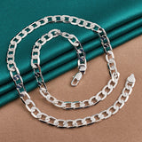 925 Silver 8mm Side Chain Necklace Men Women Wedding Jewelry