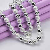 925 Silver 8mm Matte Bead Chain Bracelet Necklace Set
