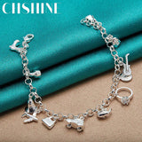 Sterling Silver Airplane Car Fish Guitar High Heels Lock Lollipop Bracelet