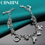 Sterling Silver Airplane Car Fish Guitar High Heels Lock Lollipop Bracelet