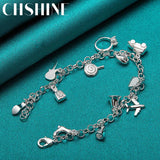 Sterling Silver Airplane Car Fish Guitar High Heels Lock Lollipop Bracelet