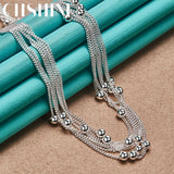 925 Silver Beads Chain Necklace For Women Wedding Jewelry
