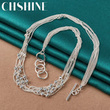 925 Silver Beads Chain Necklace For Women Wedding Jewelry