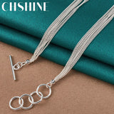 925 Silver Beads Chain Necklace For Women Wedding Jewelry