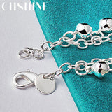 925 Silver Bells Bead Bracelet Chain For Women Charm Party Jewelry