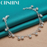 925 Silver Bells Bead Bracelet Chain For Women Charm Party Jewelry