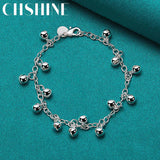 925 Silver Bells Bead Bracelet Chain For Women Charm Party Jewelry