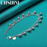 925 Silver Bells Bead Bracelet Chain For Women Charm Party Jewelry