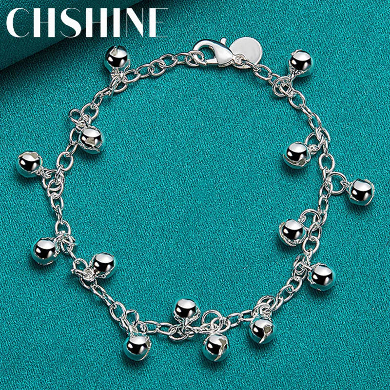 925 Silver Bells Bead Bracelet Chain For Women Charm Party Jewelry