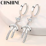 925 Silver Bowknot Zircon Earrings Women Party Jewelry