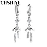 925 Silver Bowknot Zircon Earrings Women Party Jewelry