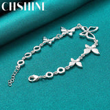 925 Silver Butterfly Charm Chain Bracelet Wedding Jewelry