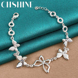 925 Silver Butterfly Charm Chain Bracelet Wedding Jewelry