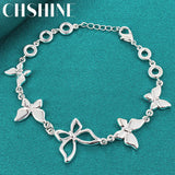925 Silver Butterfly Charm Chain Bracelet Wedding Jewelry