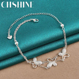 925 Silver Butterfly Peanut Bracelet Women Wedding Engagement