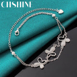925 Silver Butterfly Peanut Bracelet Women Wedding Engagement