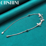 925 Silver Butterfly Peanut Bracelet Women Wedding Engagement