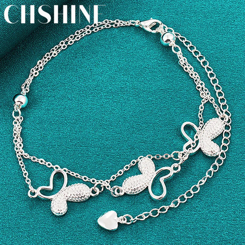 925 Silver Butterfly Peanut Bracelet Women Wedding Engagement