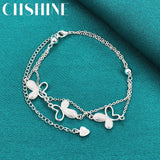 925 Silver Butterfly Peanut Bracelet Women Wedding Engagement