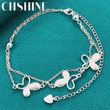 925 Silver Butterfly Peanut Bracelet Women Wedding Engagement