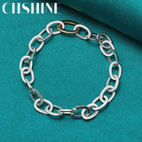 925 Silver Circle Buckle Bracelet Wedding Engagement Jewelry