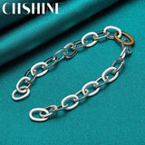 925 Silver Circle Buckle Bracelet Wedding Engagement Jewelry