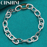 925 Silver Circle Buckle Bracelet Wedding Engagement Jewelry