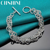 925 Silver Circle Hip Hop Bracelet Chain For Women