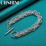925 Silver Circle Hip Hop Bracelet Chain For Women