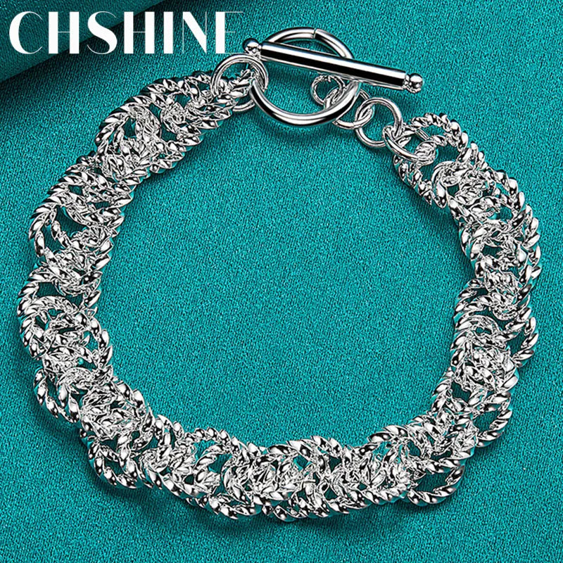 925 Silver Circle Hip Hop Bracelet Chain For Women