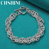 925 Silver Circle Hip Hop Bracelet Chain For Women