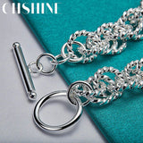 925 Silver Circle Hip Hop Bracelet Chain For Women