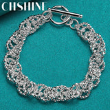 925 Silver Circle Hip Hop Bracelet Chain For Women