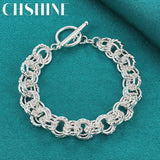 925 Silver Circle Ring Bracelet Chain Wedding Jewelry