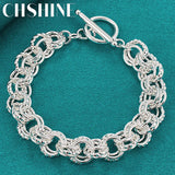 925 Silver Circle Ring Bracelet Chain Wedding Jewelry
