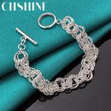 925 Silver Circle Ring Bracelet Chain Wedding Jewelry