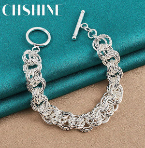 925 Silver Circle Ring Bracelet Chain Wedding Jewelry